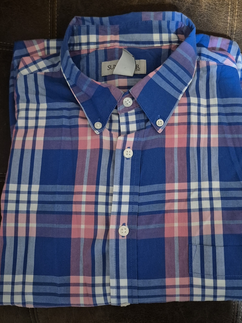 Sun River Clothing Co Blue and Pink Plaid Button-Down Shirt